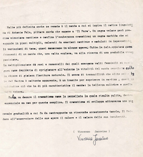 Scritto del critico pugliese VINCENZO JACOVINO