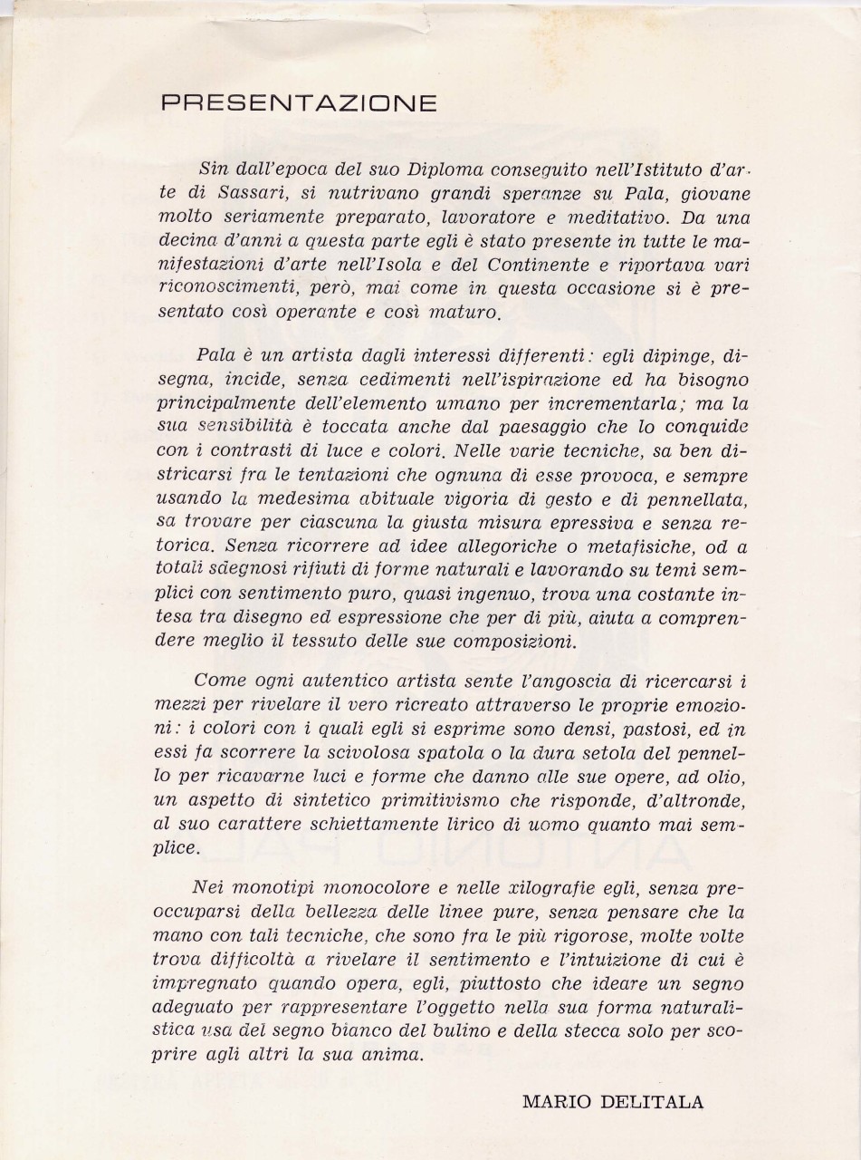 presentazione mostra 1967 Sassari
